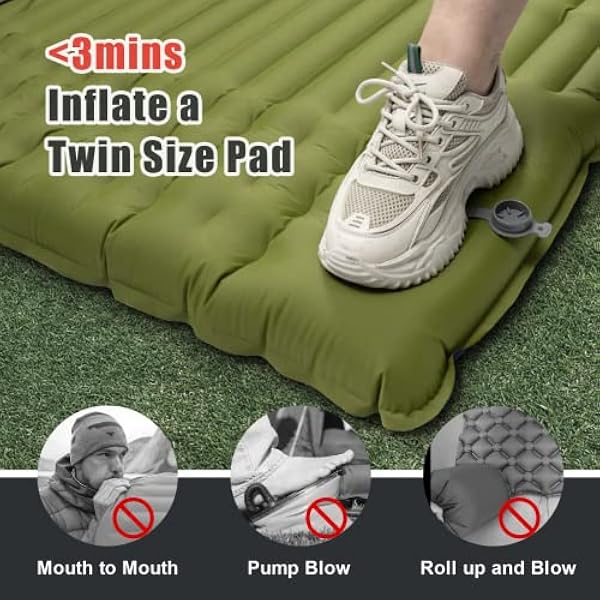 GGOV Slaapmat voor camping, extra dikte 10 cm, opblaasbare slaapmat, lichtgewicht, waterdicht, camping met ingebouwde pomp, luchtmatras voor backpacken, wandelen, tent, reizen