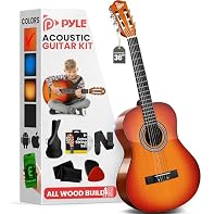 ALL WOOD CONSTRUCTION: Better build materials for a better playing experience. Pyle uses 100% wood parts (including the bridge and fingerboard) with internal X bracing support to ensure proper intonation and that strings sit at proper height ¾ SCALE ...