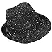 Ruluti Solid Color Sequins Knitted Fedora Hat Shining Hat Jazz Caps Hat Beach Hat for Adults Costume Performance Party