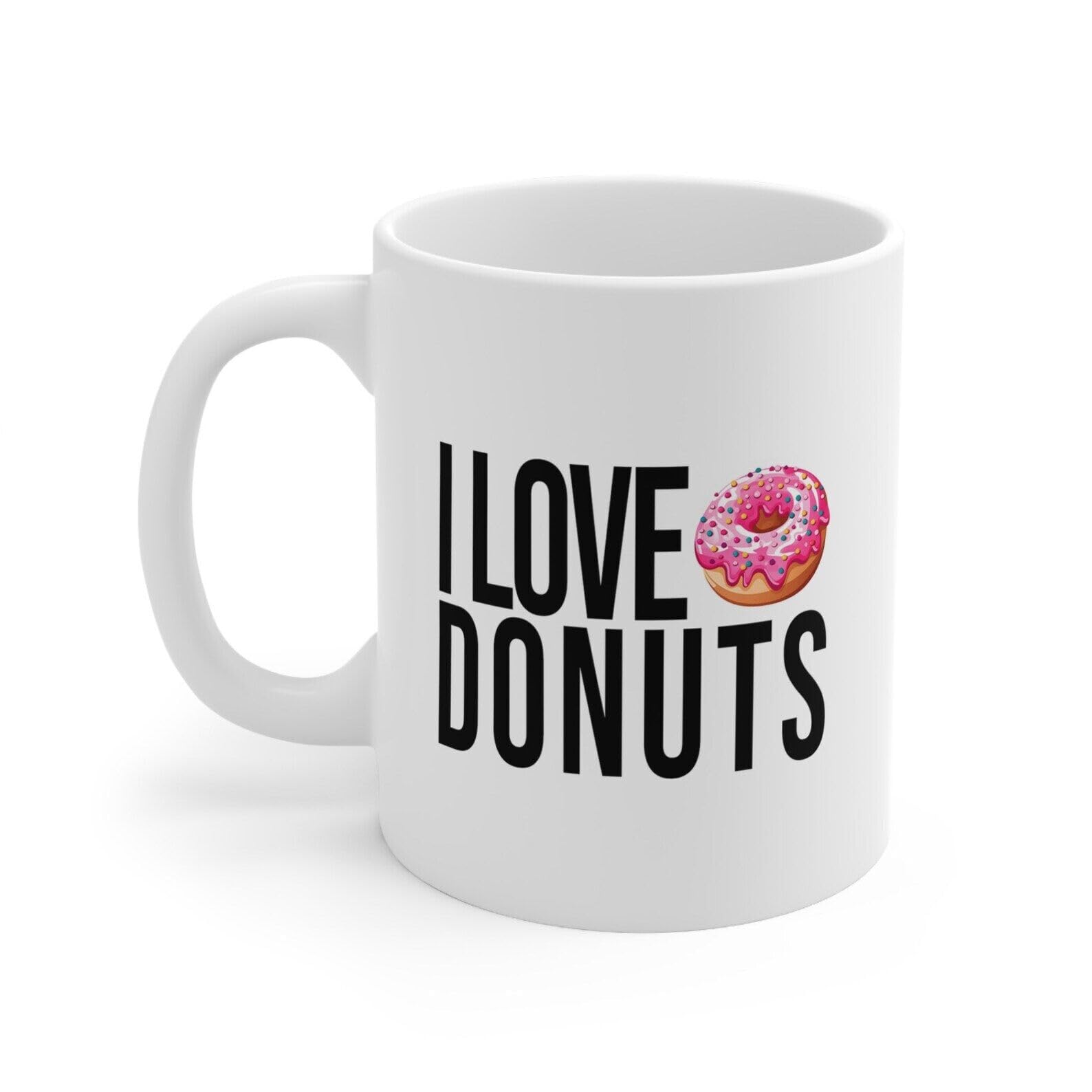 KALIDHAR I Love Donuts Mug Donut Mug Donut Lover Gift Funny Donut Mug Birthday Gift Mug I Printed Coffee and Tea Ceramic Mug- 320 ML Ceramic Coffee Mug 4555