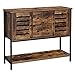 VASAGLE Meuble de rangement, Buffet, avec 2 tiroirs, 2 placards, étagère, pour salle à manger, salon, cuisine, 100 x 35 x 84,5 cm, style industriel, Marron Rustique et Noir LSC082B01