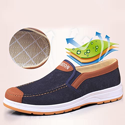 Generic Fashion All Season Men Casual Shoes Flat Bottom Non Slip Cloth Colorblock Comfortable and Elastic Slip On Tennis Court Shoes Men, 10.52