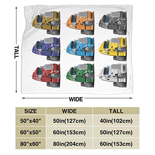 Soft Micro Fleece Throw Blanket Home Decor,Colorful Semi Trucks Transportation Of Goods Shipping Driving Cartoon Design,Lightweight Bed Couch Flannel Quilt,40" X 50" #TOP2