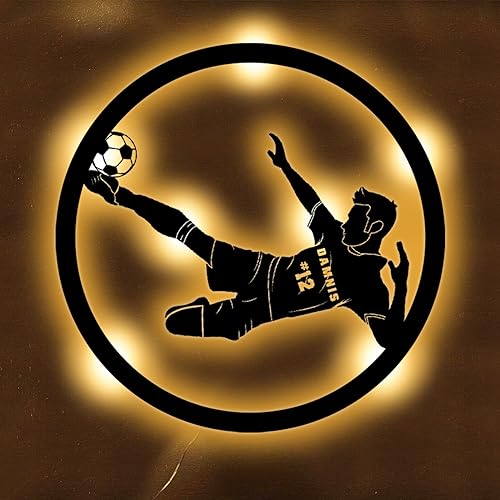 SSRUI Regalos de fútbol personalizados para niños, letreros de neón personalizados para...