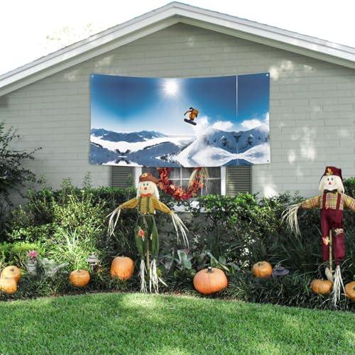 MINDBBDFJ Snowboarding Print Banners And Signs For Outdoor/Indoor,Personalized Banner Customizable Parties Halloween Banner (180x90cm)3