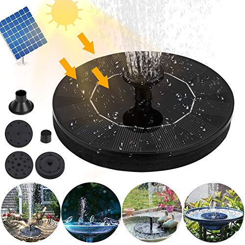 JTENG Zonnefontein, gratis staande 1.4W vogel bad fontein pomp, drijvende pomp voor vijver, fontein, vogelbad, tuin decoratie, waterfietsen, geen elektriciteit vereist