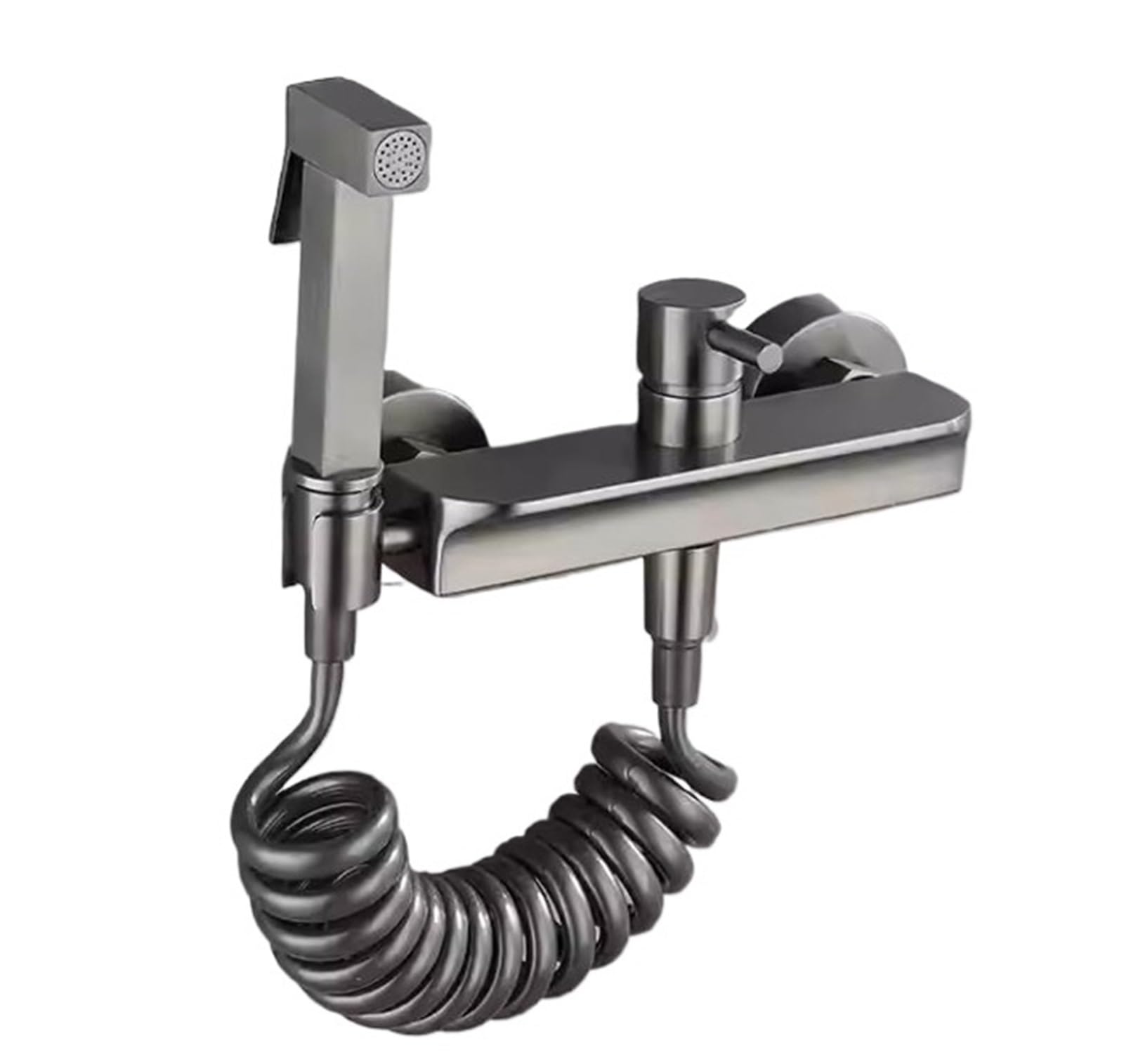 ZYCHSJXA Toilet Bidets Sprayer Bathroom Accessories Cold and Hot Water Mixer Bidet Faucet Wall Mounted Brushed(Gunmetal Gray)