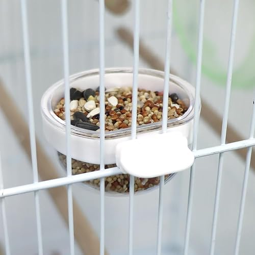 Miniatura 6 de Paquete de 6 cuencos transparentes desmontables de plástico para alimentos, práctico alimentador de agua de semillas para loro, pinzón canario,
