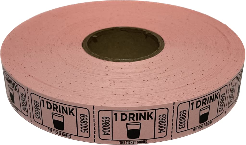 The Ticket Gurus-roll of 2000 Pink Drink Tickets Single Roll Consecutively Numbered Raffle Tickets