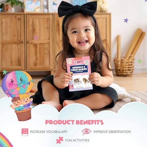 Image of SPARTAN KIDS Animals & Their Babies Flash Cards for Kids | 27 Early Learning Language Skills Flash Cards Easy & Fun Way of Learning 1 Year to 6 Years Babies