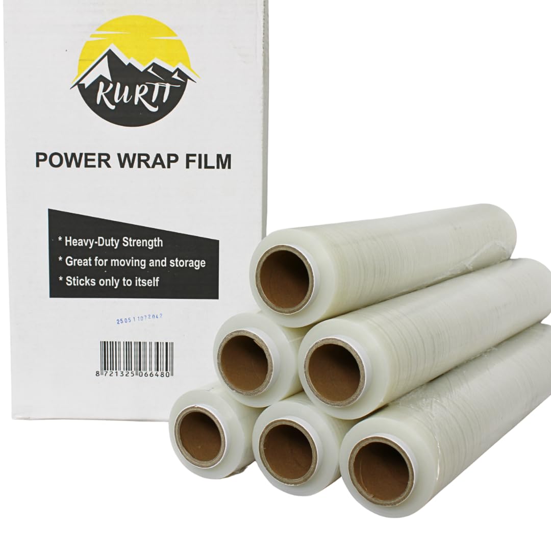 KURTT Stretchfolie transparent 500mm 23my 6x 2kg Verpackungsfolie auf Rolle