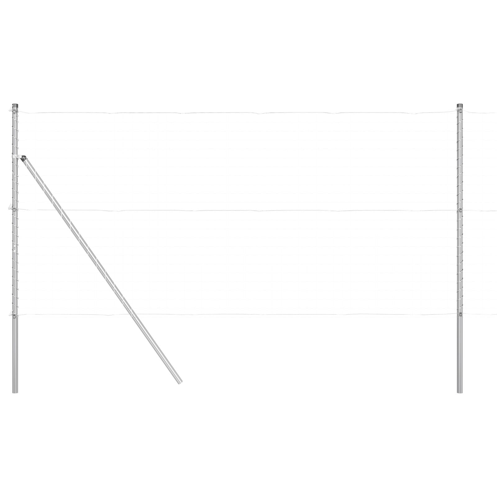 vidaXL Poste de Valla 7 pcs Plateado Acero, Decoración para jardín y terraza, Poste cilíndrico, Soporte Robusto para cercas, Barrera de Paisaje