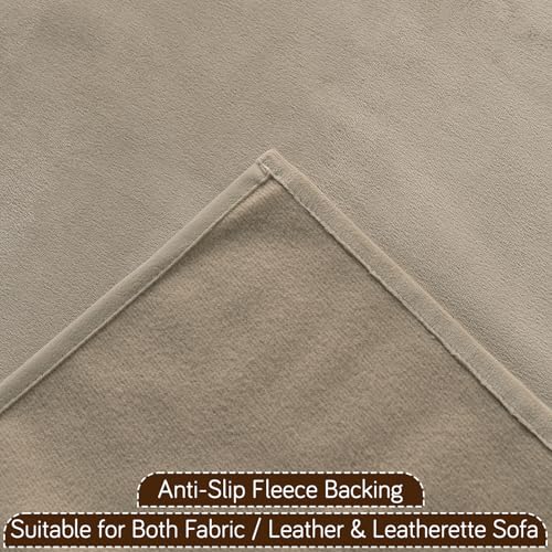 Image of HOKIPO Sofa Cover Mat with Tassel for 1 /2 /3 Seater & L Shape Sofa | DIY Sofa Cover Set | Dyed Holland Velvet | 'TasselTone Series' 70(W) x 220(L) cm |Sand Beige (IN-1110-BGE)