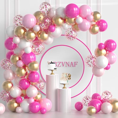 Pink Gold Balloons Garland Kit - 120pcs Pink Gold White Latex Balloons Arch for Baby Shower Birthday Wedding Princess Party Decorations Pink Gold Balloons Garland Kit - 120pcs Pink Gold White Latex Balloons Arch for Baby Shower Birthday Wedding Princess Party Decorations