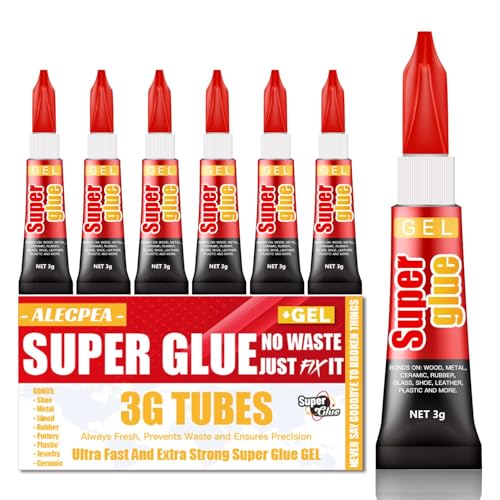 3 Gram (Pack of 6) Single use Super Glue Gel, Super Fast, Thick &amp; Strong Adhesive Superglue, Cyanoacrylate Glue for Hard Plastics, DIY Craft, Ceramics, Frame, Leather, Metal Etc