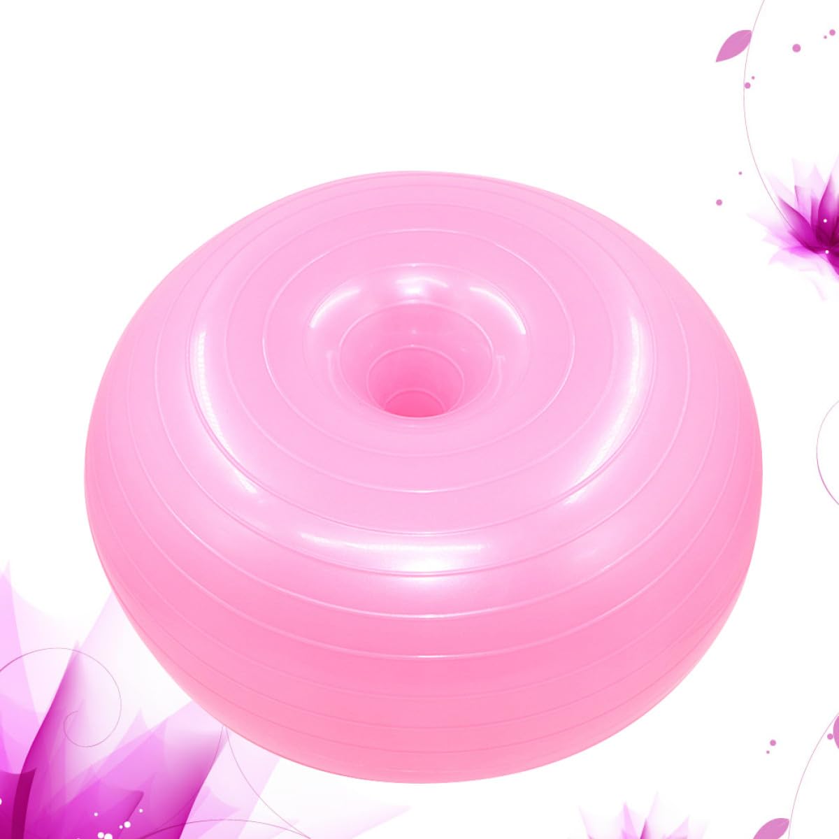 50cm Rutschfester Platzfester PVC Yoga Hilfsball Donut Form mit Luftpumpe Balance und Fitnessball für Pilates Kräftigung Zuhause