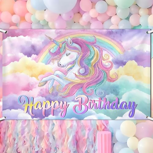 Fondo Unicornio para Fiesta de Cumpleaños 180x110 cm miniatura 3