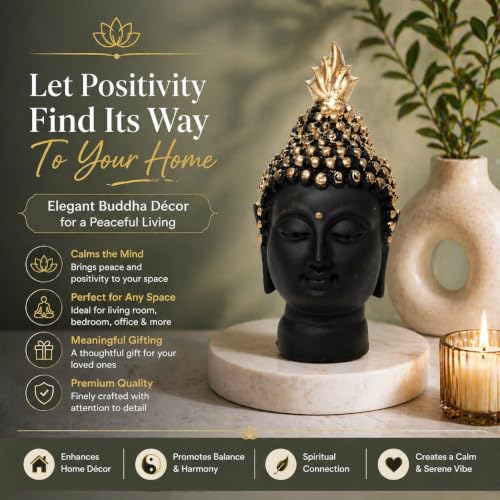 Image of ZAICUS Buddha Head Showpiece for Home Decor, Meditating Buddha Statue Figurine for Living Room, Office Desk, Meditation Room, Zen Decor & Housewarming Gift