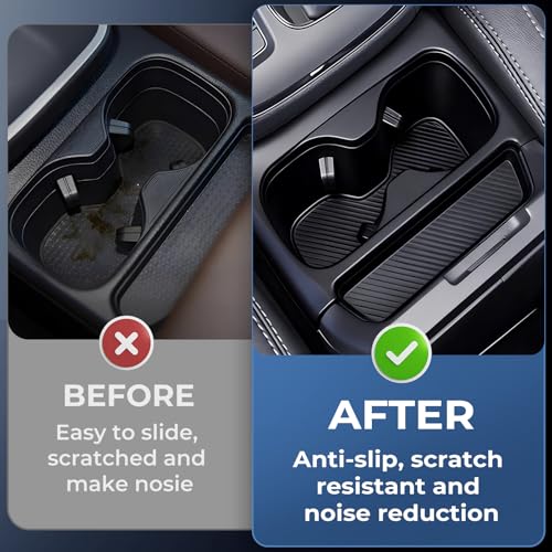 Image of Center Console Cup Holder Inserts for Honda CRV 2026 2025 2024 2023, Interior Accessories Silicone Car Cup Holders Covers Protector for 2023-2026 CR-V, Black