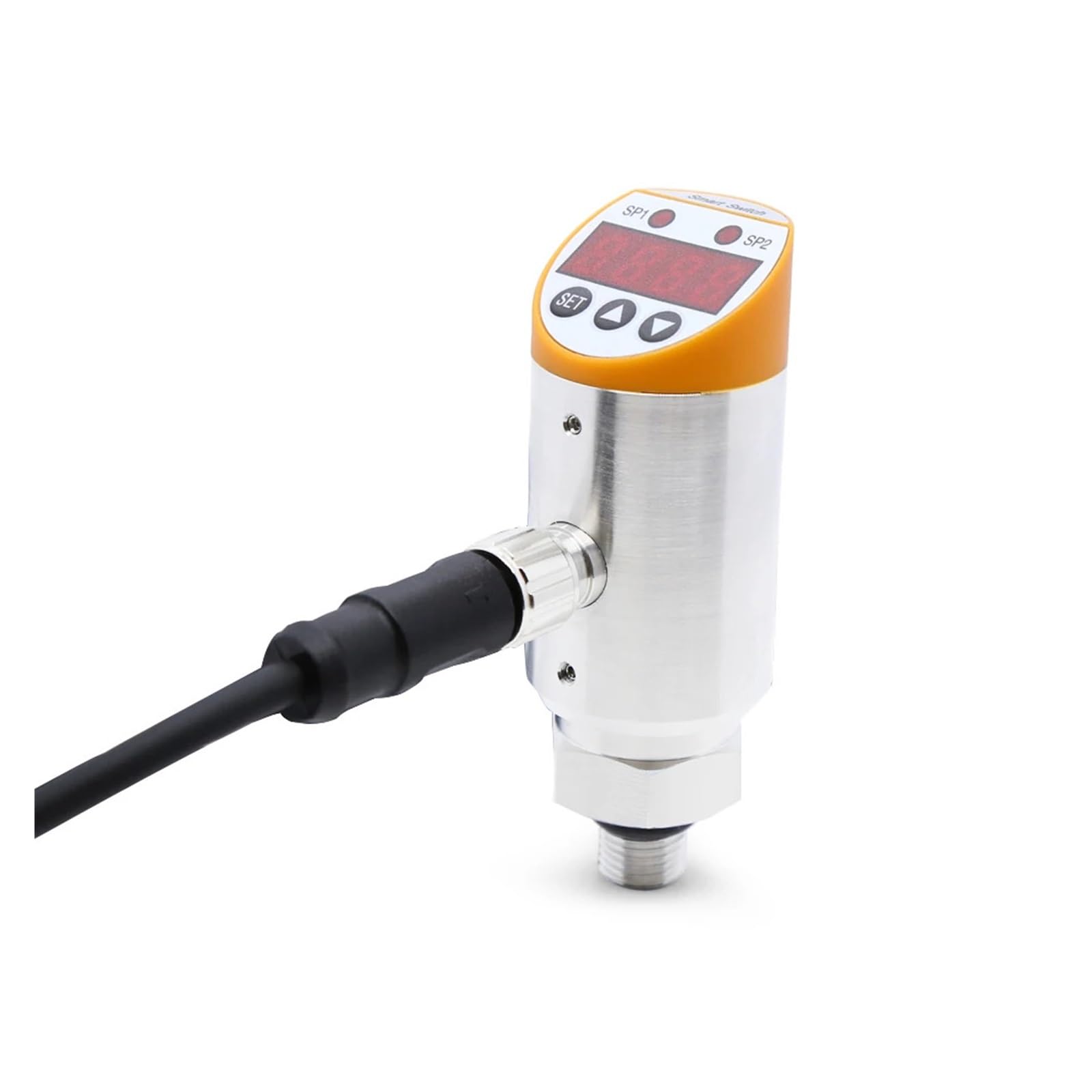 Misuratore di Pressione Pressostato intelligente PNP NPN 4-20mA Uscita 0,5% FS -1~1000bar Manometro, Sensore controller assoluto SS304 G1/4 Cavo da 2 metri(M12-5Pin,0-4Mpa)
