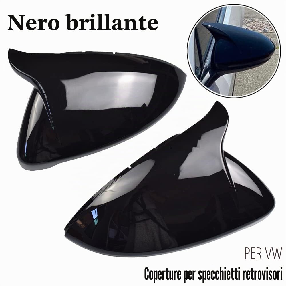 1 Paio Copri Specchietti Retrovisori Auto per VW Golf 7 MK7 7.5 | Tappi per VW Golf 7 MK7 7.5 GTD R GTI GTE VII Wing Cover Variant Alltrack Sportswagen 2013 2019（nero lucido）