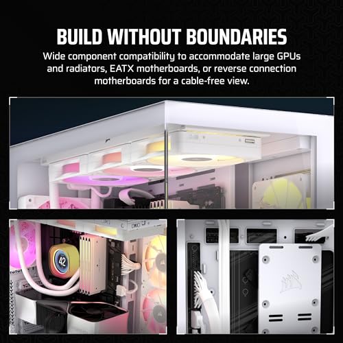 Image of CORSAIR iCUE Link 3500X RGB Mid-Tower ATX PC Case - Panoramic Tempered Glass - Reverse Connection Motherboard Compatible - 3X CORSAIR iCUE Link RX120 RGB Fans Included - White