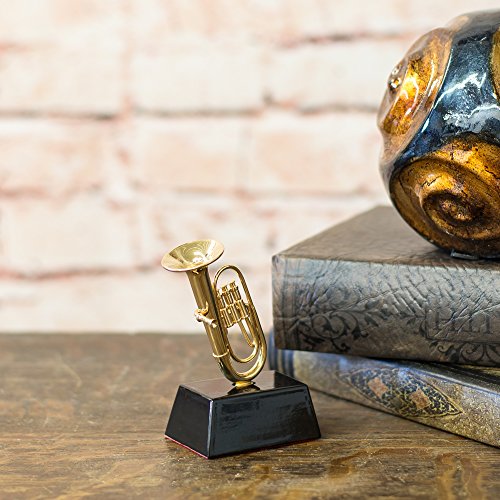 image for Broadway Gift Tuba Miniature Replica Gold Brass Tone 3 x 4 Resin Stone