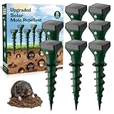 Mole Repellent Solar Powered, 8 Pack Snake & Skunk Repellent for Yard, Ultrasonic Mole Stakes for Lawns, IP65 Waterproof Gopher Repellent to Get Rid of Gopher, Vole, Chipmunk and Groundhog for Farm