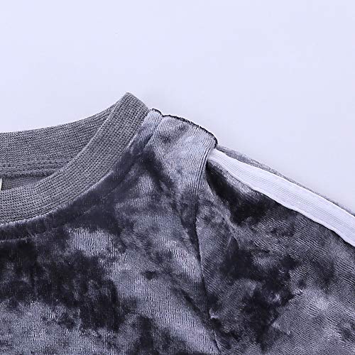 Image of Mary ye 2Pcs Fashion Toddler Baby Girl Velvet Sweatshirt Tops Pant Set Tracksuit