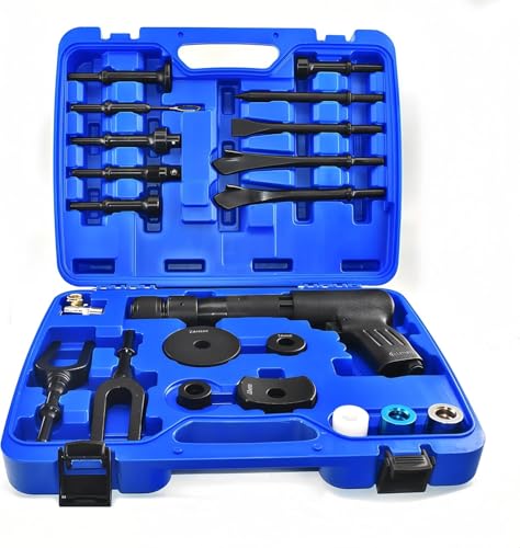 CFTNSXND Air Hammer Kit 2500 BPM Pneumatic Air Hammer with 21PCS Accessories Tapered Punch Panel Cutter Flat Chisel for Automotive Repair Metal Cutting Chipping and Demolition