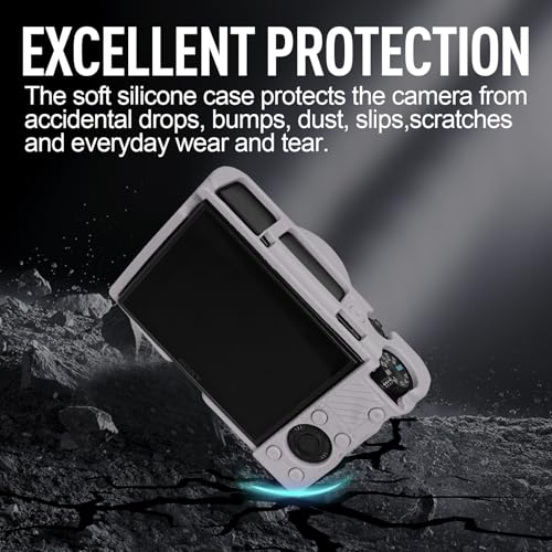 Image of Easy Hood Case for Sony DSC-RX100 IV V VI VII DSLR Camera, Silicone Camera Case Lightweight Soft Carrying Cover with Removable Lens Cover (Light Grey)