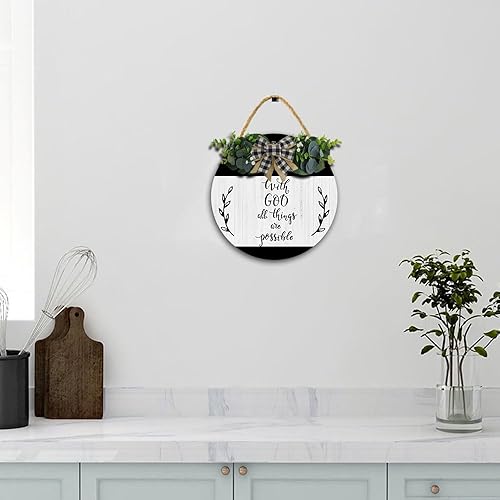 Miniatura 5 de Letreros para coronas de puerta delantera, escrituras religiosas, versículos bíblicos negros, decoración colgante de madera, decoración de pared,