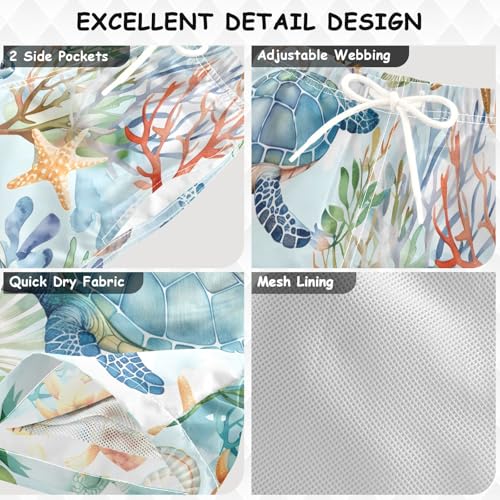 Sea Turtles Boys Swim Trunks, Quick Dry Toddler Beach Shorts Boy Swimwear Bathing Suit3