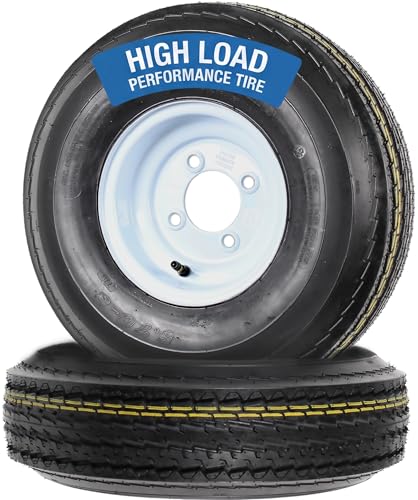 eCustomrim 2 Pack Trailer Tire Rim Assembly 5.70-8 Load Range C 8 Inch 4 Lug On 4 Inch Wheels Trailer Tire and Rim Set for Utility Trailer - 2 Year Warranty w/Roadside