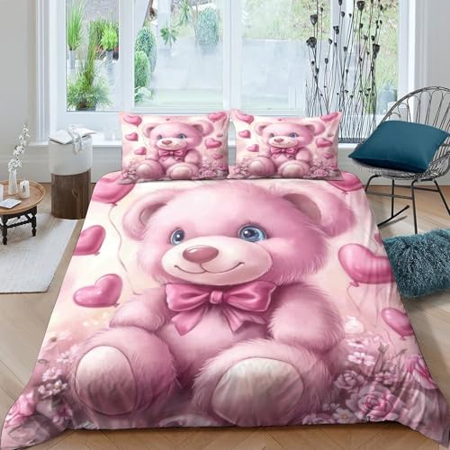 Parure de lit ours rose 3d de qualité supérieure avec microfibre haute densité - 4