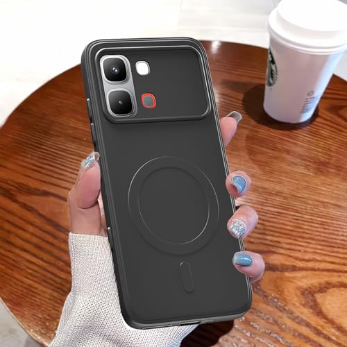 Image of Pikkme Back Cover for Infinix Note Edge 5G Soft Matte Silicone Mag-Safe Design (Mag-Safe Not Support) Camera Protection | Slim Fit Bumper Cover (Black)