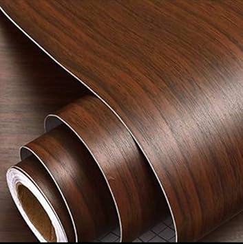 WALLTON SD.Enterprises Wood Self Adhesive Vinyl PVC Film Wall Paper (Dark Brown, ''16 X 96.3'')