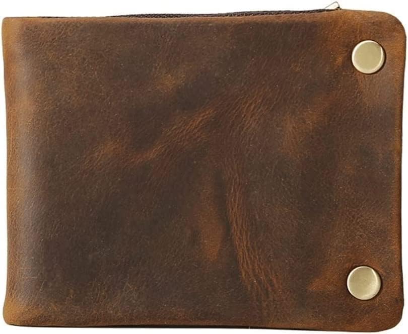 Retro Genuine Leather Wallet for Men RFID Blocking Minimalist Design with Gift Box (Coffee)
