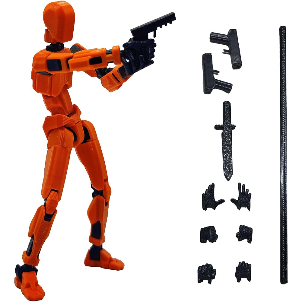 StarnearbyTitan 13 Action Figure(Assembly Completed), 13CM Lucky 13 Action Figure Multi-Jointed Movable Robot, 3D Printed T13 Dummy 13 Action Figure Interchangeable Weapons, Home Desk Decoration