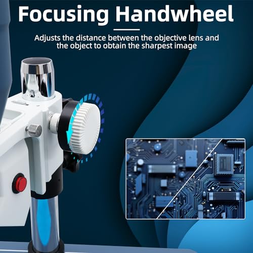 Image of HengTianMei TX-350S Professional Binocular Stereo Zoom Microscope WF10x Eyepieces, 7X-50X Magnification Electronic Repair Microscope with Touch Ring Light, Solder Fume Extractor, Silicone Solder Mat