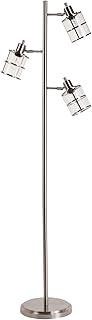 Catalina Lighting Modern 3 Light Floor Lamp with Adjustable Ribbed Glass Shades & Reading Light, 68