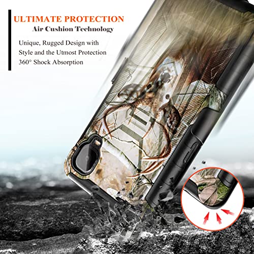 Nznd Case For Alcatel Tcl A3 (A509Dl)/Tcl A30 With Tempered Glass Screen Protector (Maximum Coverage), Belt Clip Holster Kickstand Heavy Duty Armor Defender Shockproof Rugged Phone Case (Deer) #TOP4