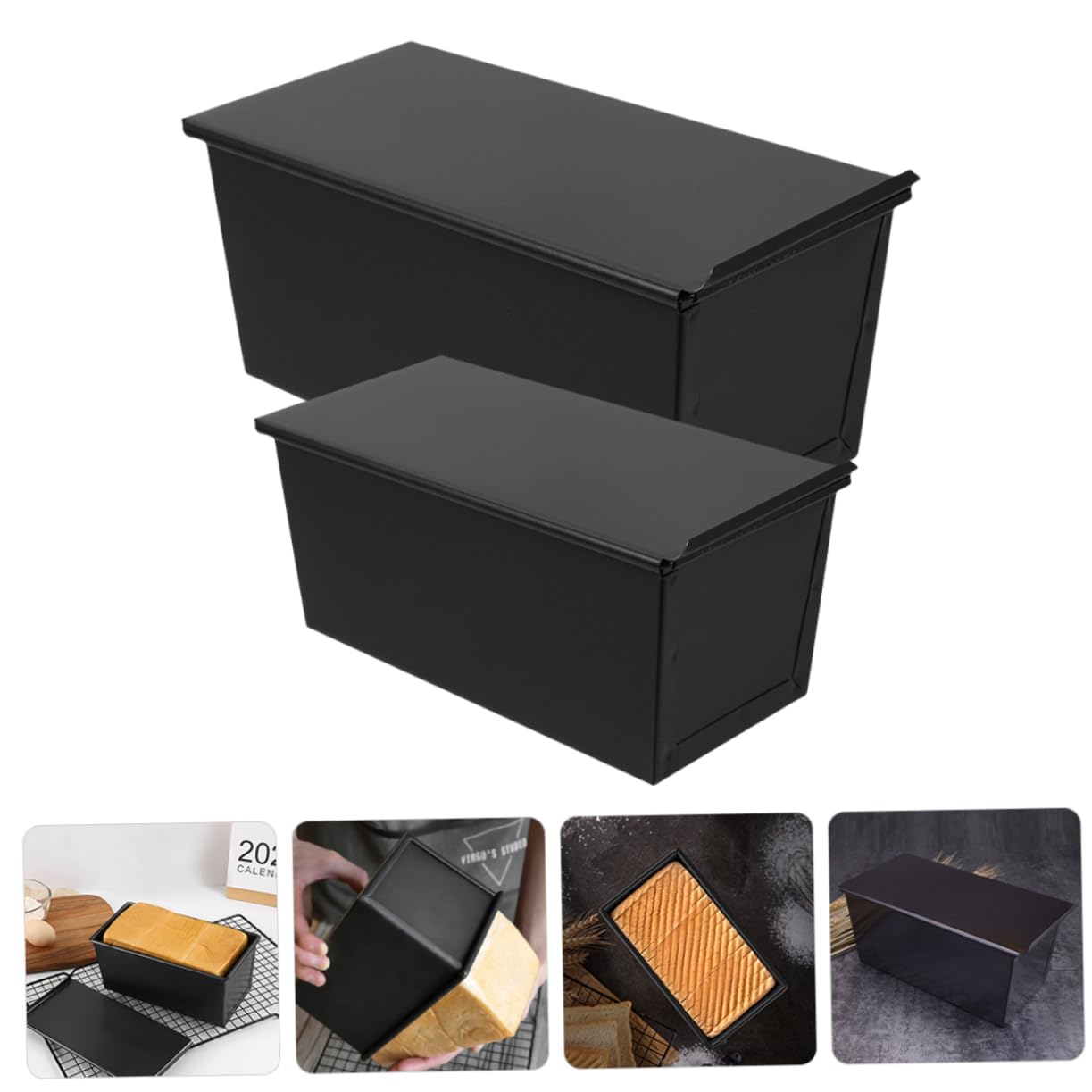 Amosfun 2 Piezas Molde Para Pan De Molde Con Tapa Para Tostadas De Cocina Para Hornear Pan Tostado Horno