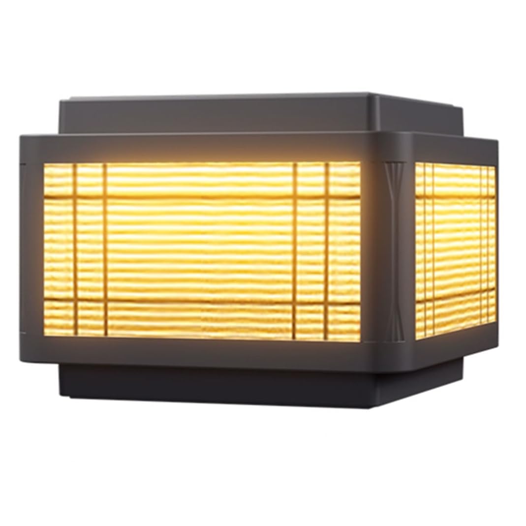 HCIPJQY Square Simple Post Light Classical Wall Pillar Headlight Waterproof Yard Porch Pathway Lighting Outside Fixture,Aluminum Lantern Black Finish