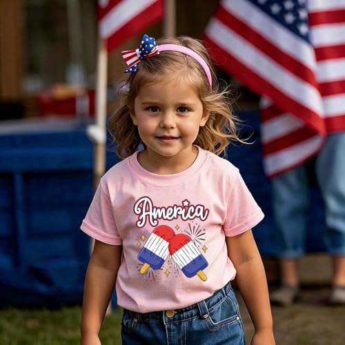 Image of Boys 4th of July Shirts-Toddler Girls Patriotic American Flag Tees Kids Memorial Day USA T-Shirts 2-7T