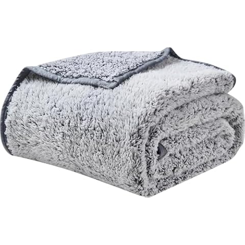EMME Fuzzy Fleece Warm Blanket 50"x60" Throw Size Ultra Soft Warm Sherpa Blanket Microfiber Cozy Blanket for Couch Sofa Lightweight Fuzzy Thick Reversible Couch Blanket (Grey, 50"x60") Cover