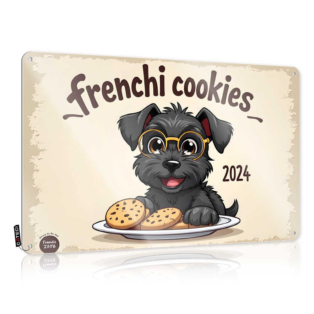 Fzfn Colour Vintage Wall Art Distressed Waterproof Designer French Bulldog Cookies: A Sweet 2024 Treat! - Vintage Wall Decor For Yard(30X40cm)