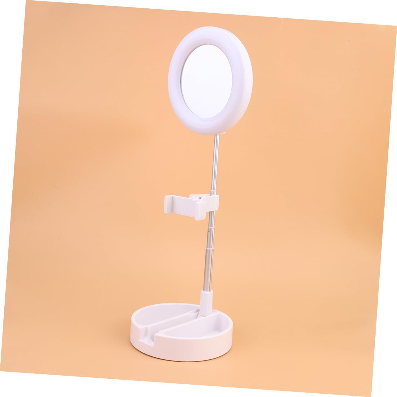 DOITOOL Lampada da Tavolo LED Anello Selfie Regolabile con Supporto Telefono Multifunzione per Trucco e Video Luce Bianco Naturale per Streaming e Fotografia