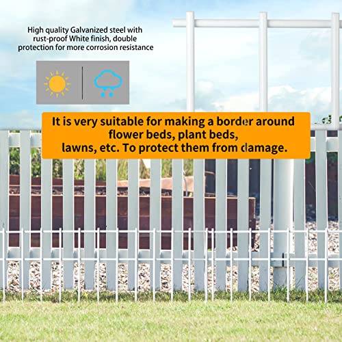 Adavin 10 Pack Animal Barrier Fence, No Dig White Decorative Garden Fencing, 20" L X 12" H Underground Pet Dog Rabbits Fences Panel, Galvanized Steel Stakes 1.6 Inch Spike Spacing, Outdoor Yard Patio #TOP4