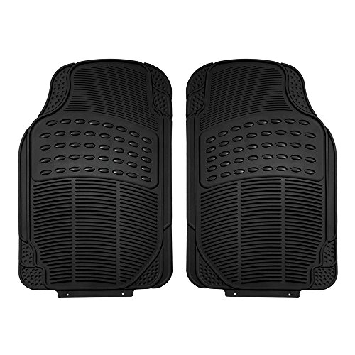 Image of FH Group Automotive Floor Mats Climaproof for All Weather Protection Universal Fit Trimmable Heavy Duty fits Most Cars, SUVs, and Trucks, 2pc Front Set Solid Black